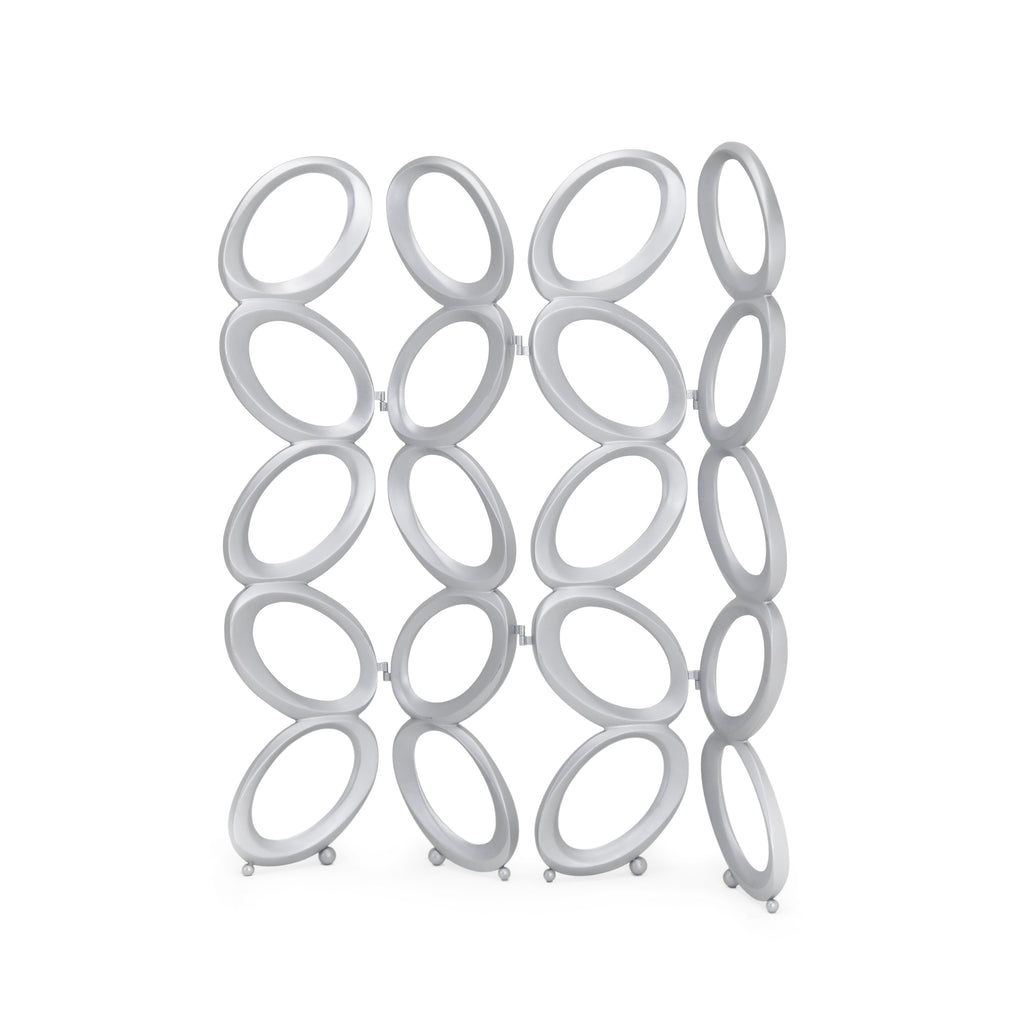 Silver Circular Folding Room Divider