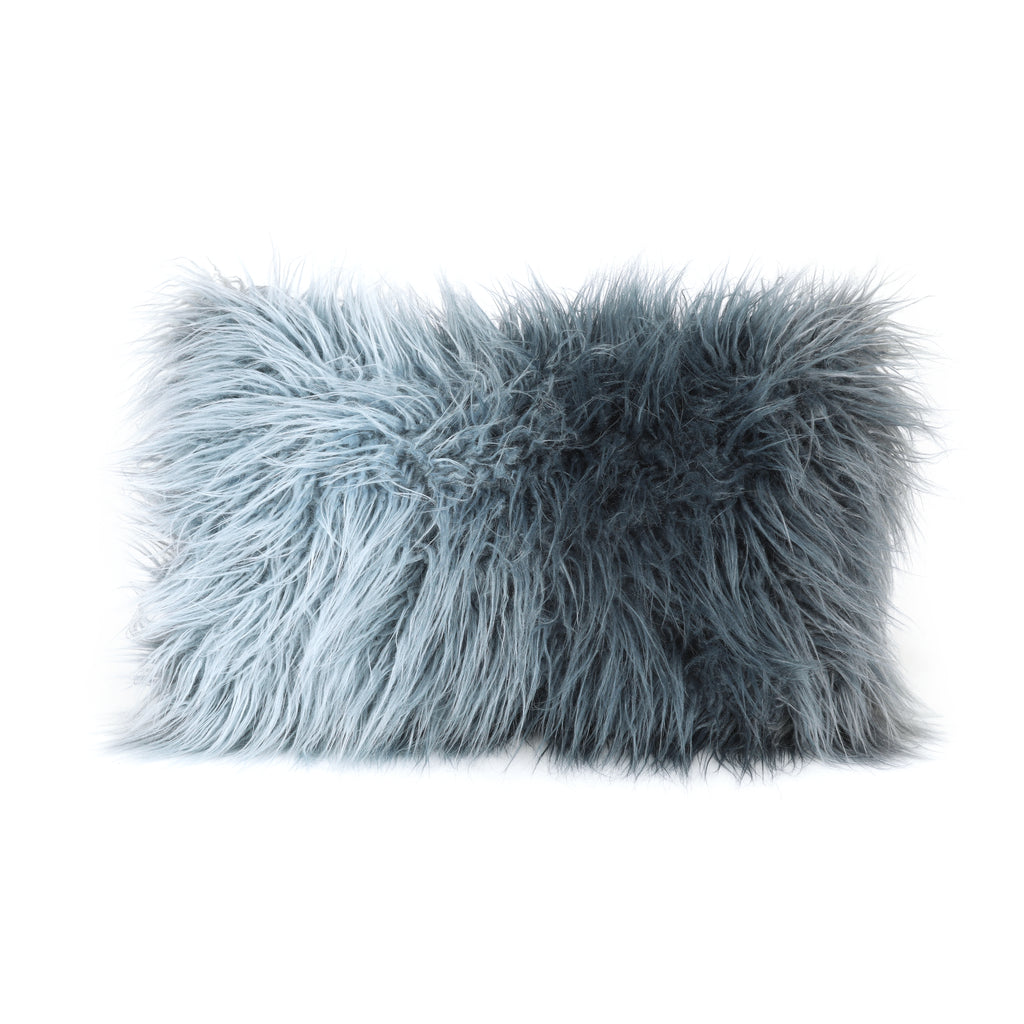 Grey-Blue Faux Fur Pillow
