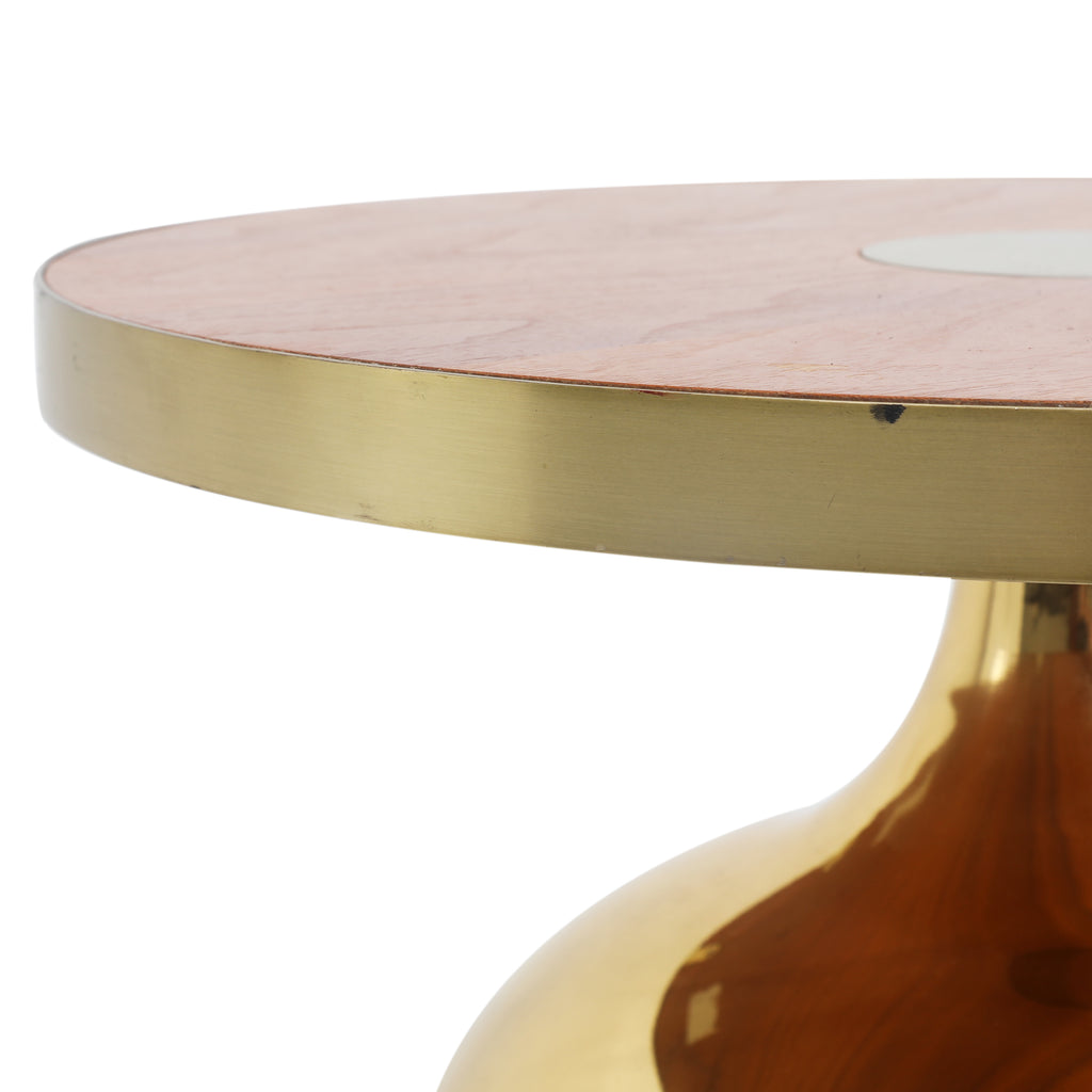 Gold Side Table w/ Wood Top
