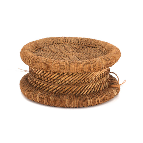 Small Round Wicker Table Sculpture / Tray
