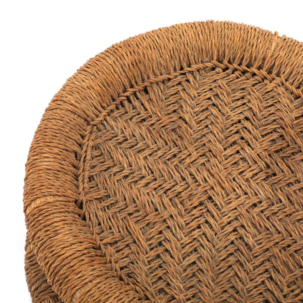 Small Round Wicker Table Sculpture / Tray