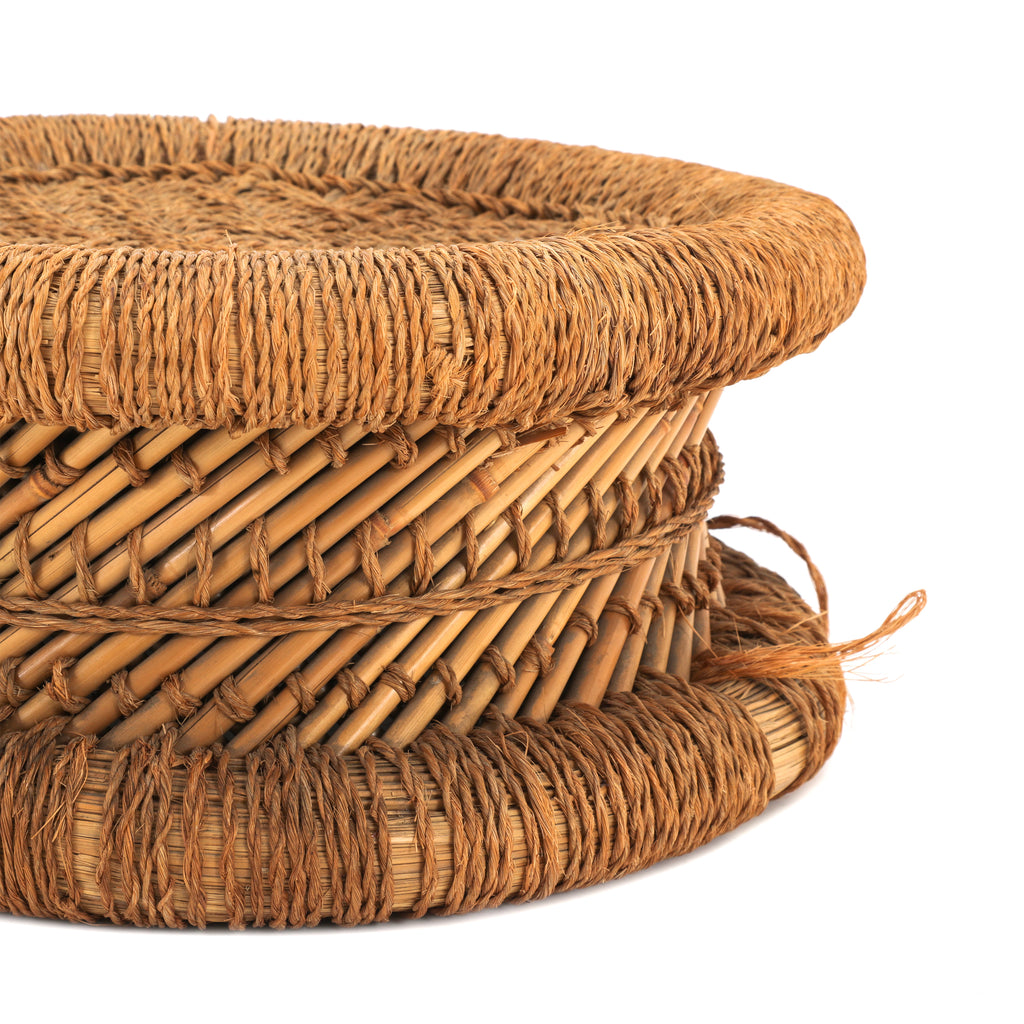 Small Round Wicker Table Sculpture / Tray
