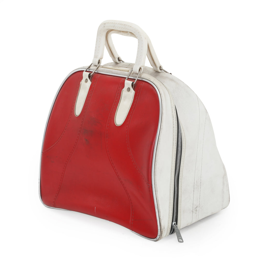 Red & White Leather Bowling Bag