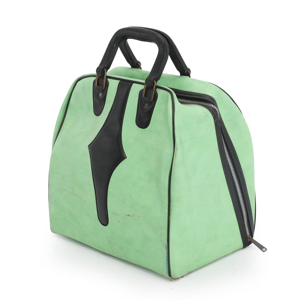 Green & Black Leather Bowling Bag
