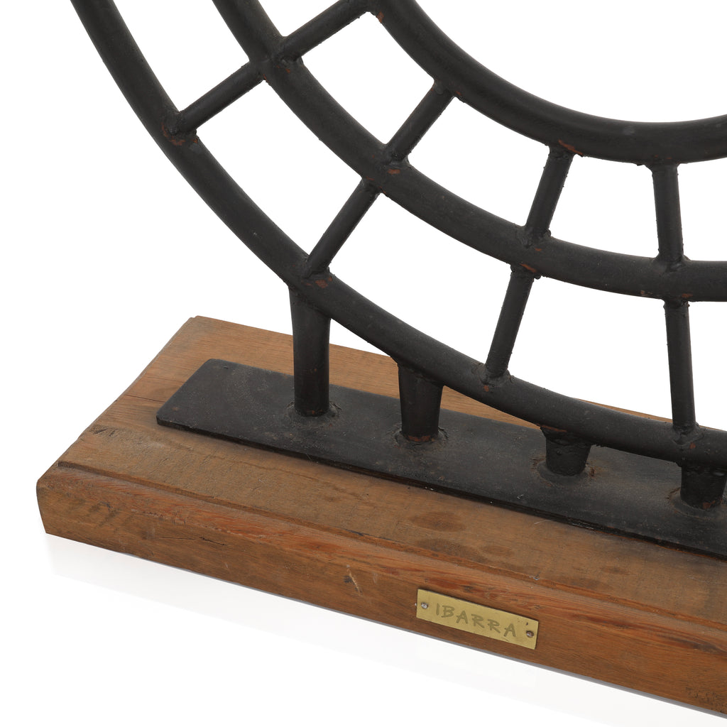 Large Curved Candle Holder with Wooden Base