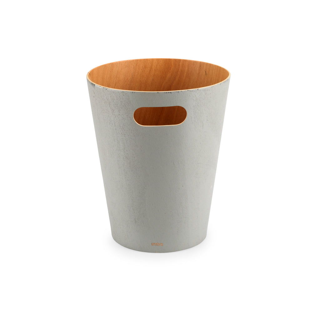 Grey Wood Wastebasket
