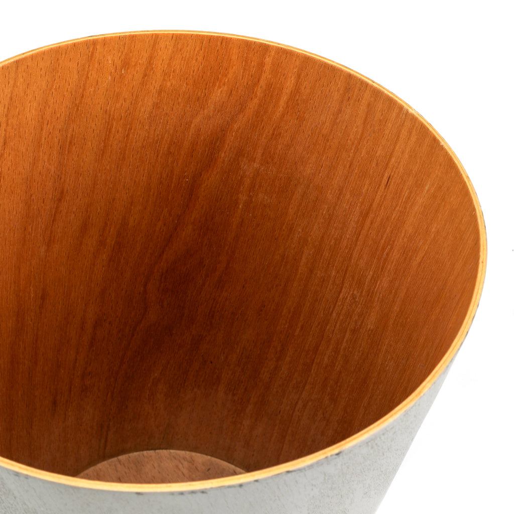 Grey Wood Wastebasket