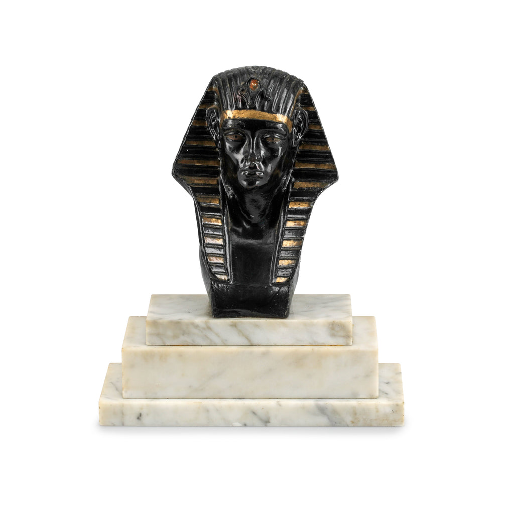 Egyptian Bust on Stepped Marble Base (A+D)