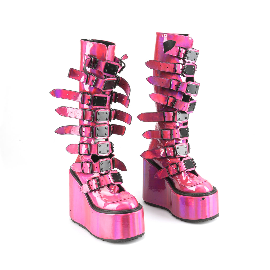 Shiny Pink Platform Boots