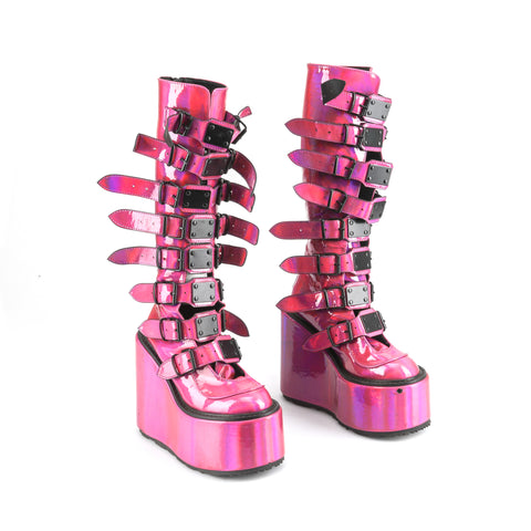 Shiny Pink Platform Boots