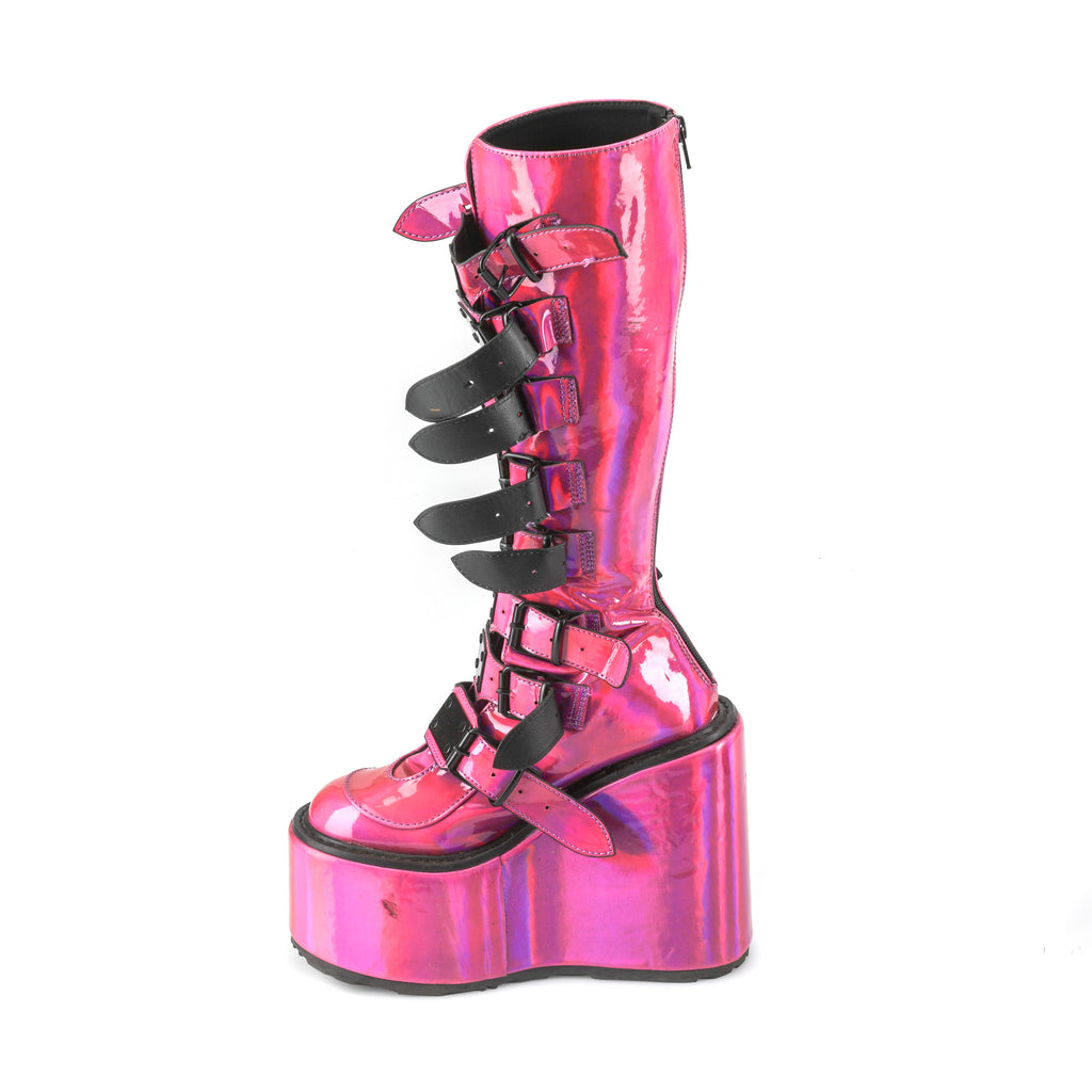 Shiny Pink Platform Boots