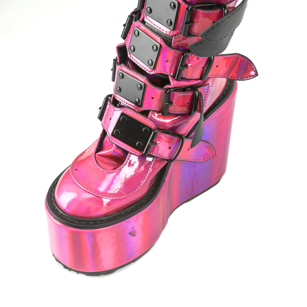 Shiny Pink Platform Boots