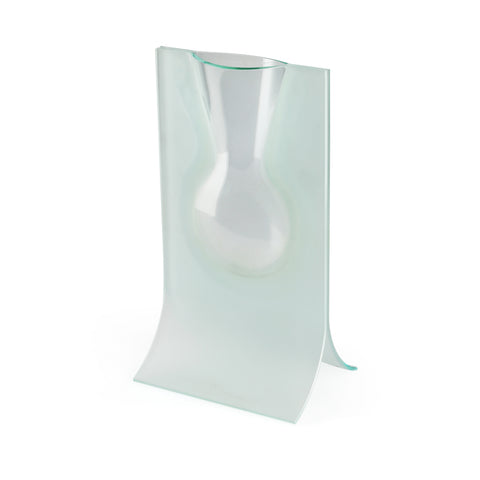 Frosted Rectangular Vase with Curved Base