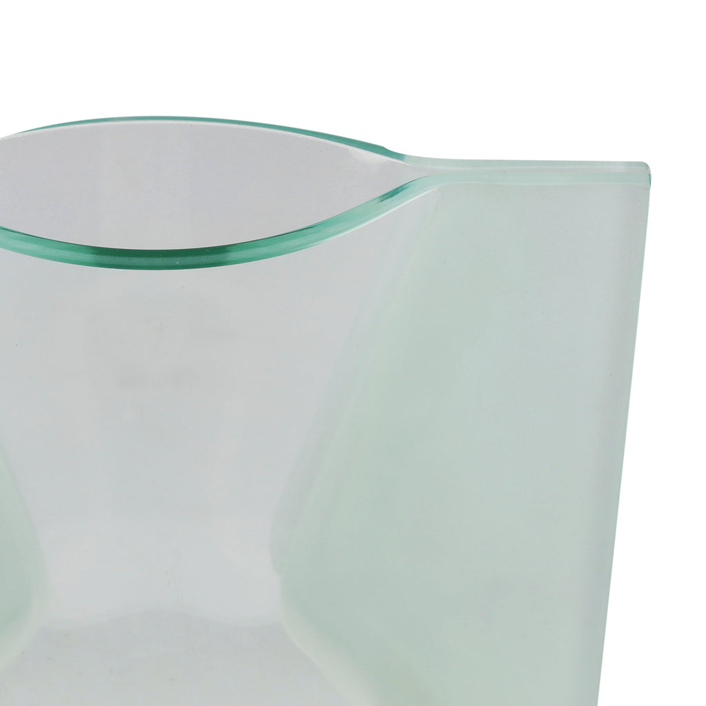 Frosted Rectangular Vase with Curved Base