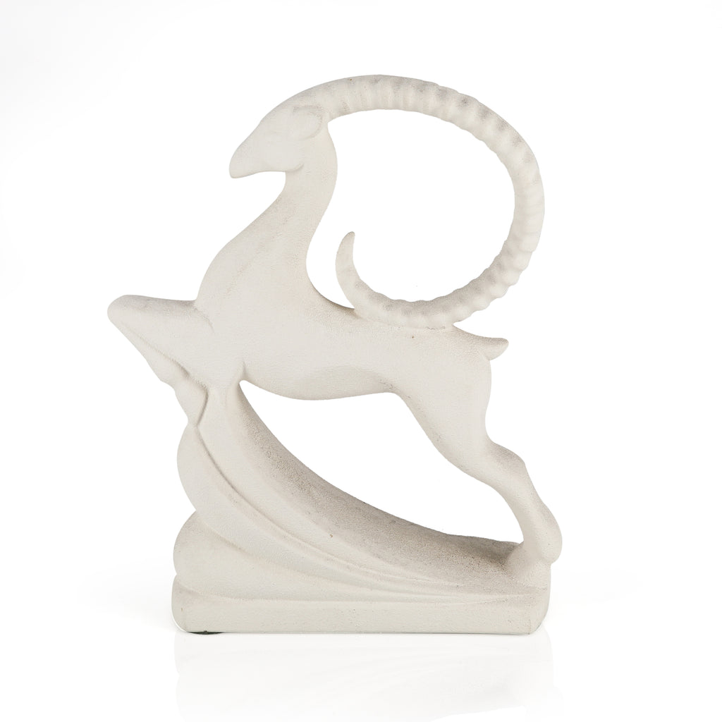 White Stone Antelope Table Sculptures