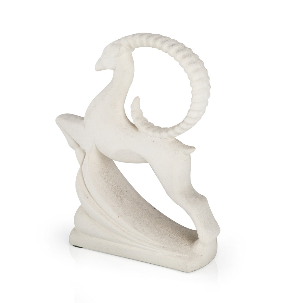 White Stone Antelope Table Sculptures