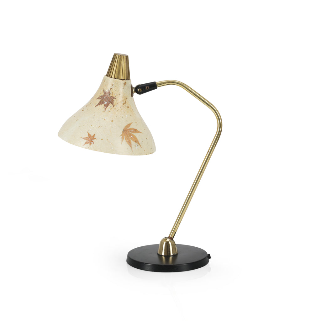 Brass Desk Lamp w/ Floral Pattern Shade