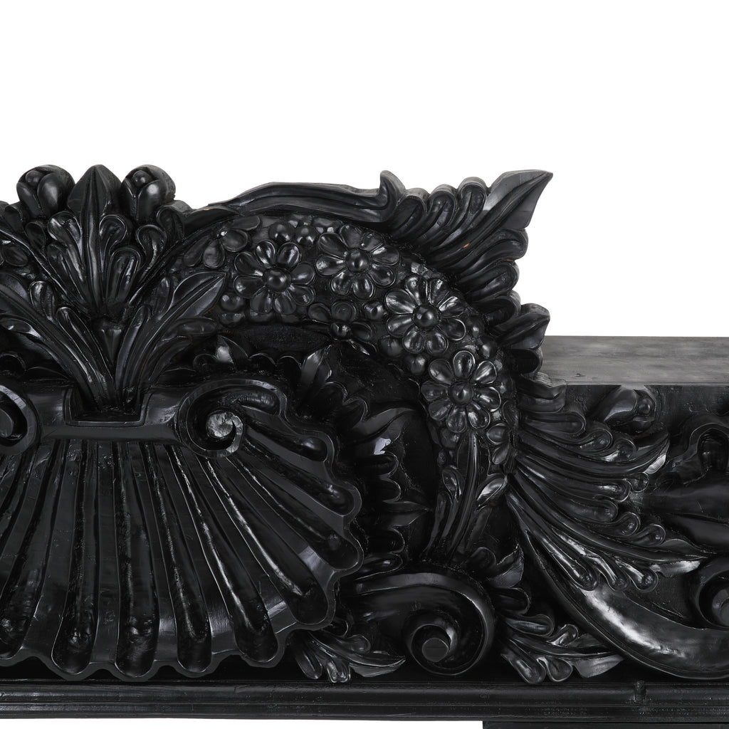 Black Gothic Carved Wood Mantlepiece