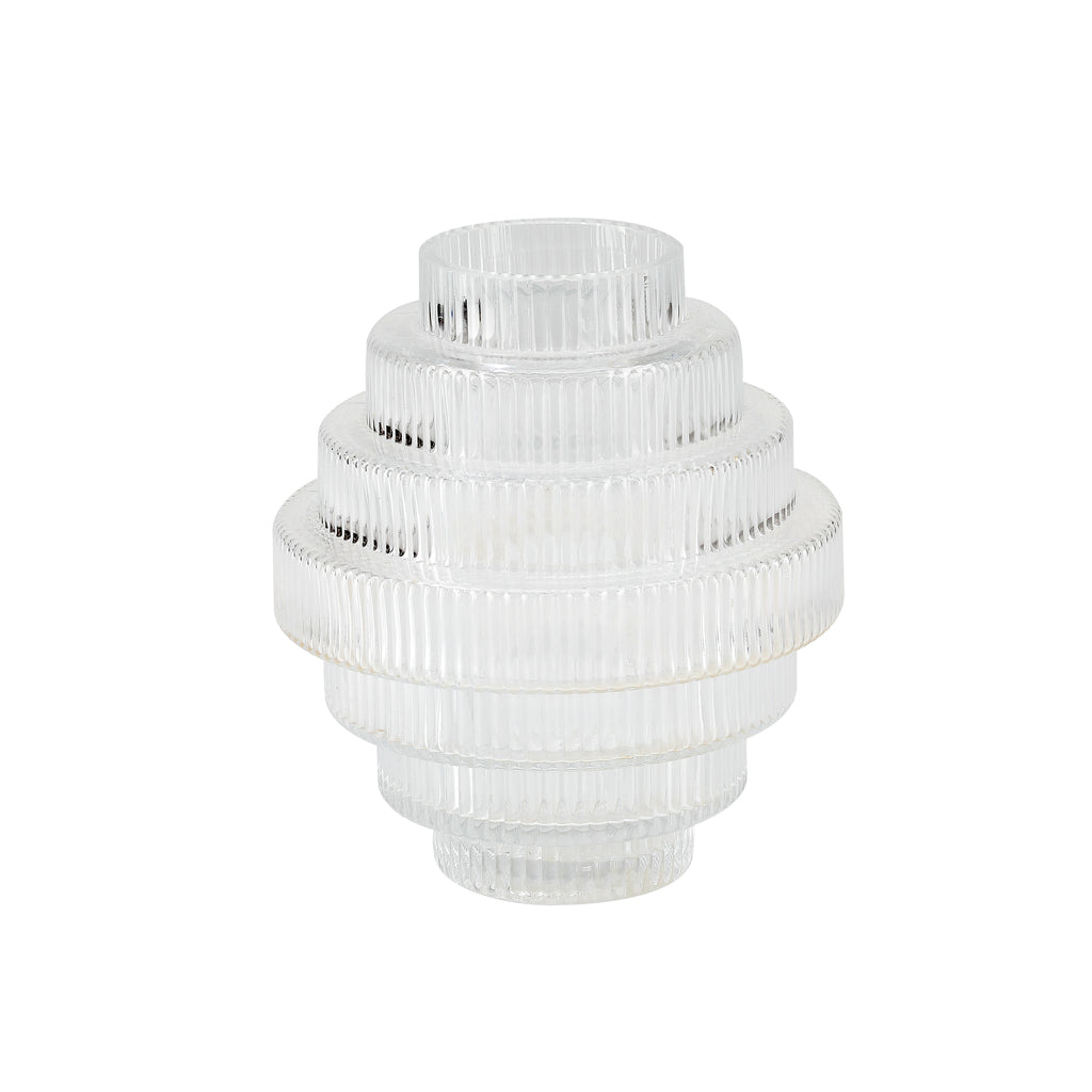 Layered Glass Vase with Ribbed Exterior (A+D)