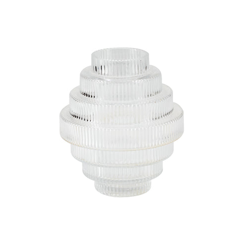 Layered Glass Vase with Ribbed Exterior (A+D)