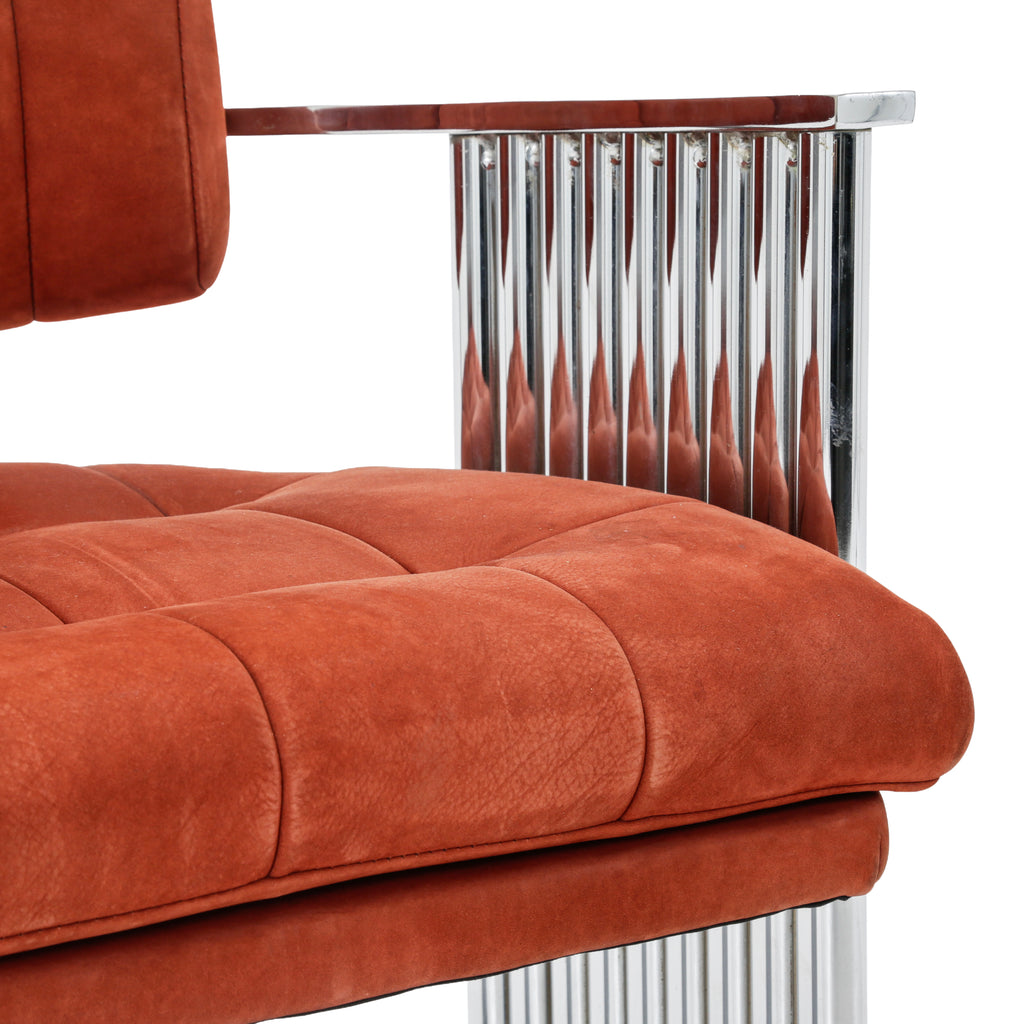 Orange Polished Chrome C-Base Armchair