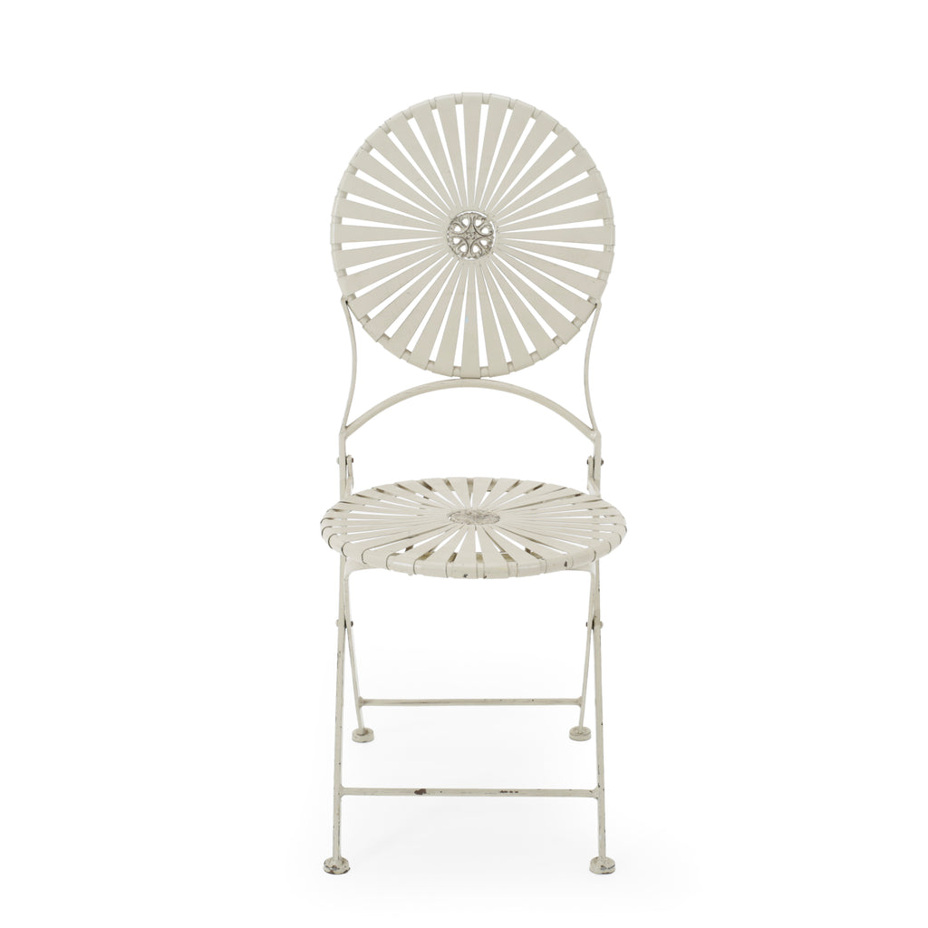 Cream Metal Folding Bistro Chair