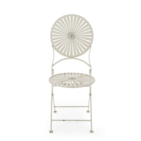 Cream Metal Folding Bistro Chair