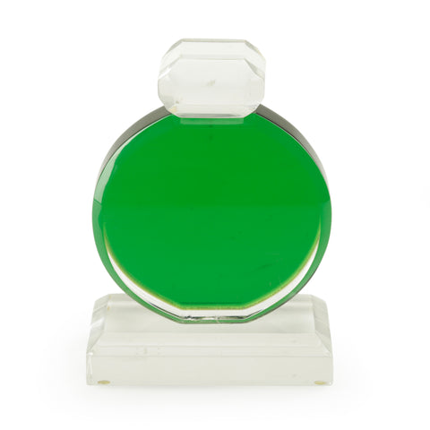 Emerald Green and Clear Acrylic Faceted Sculpture