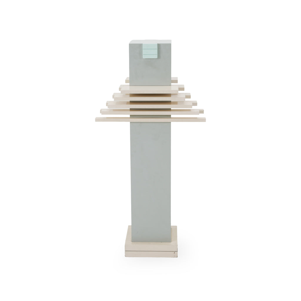 Geometric Layered Mint Green and Gray Pedestal