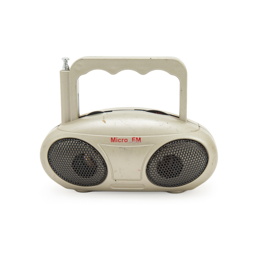 Beige Plastic Portable Micro FM Boombox Radio with Handle