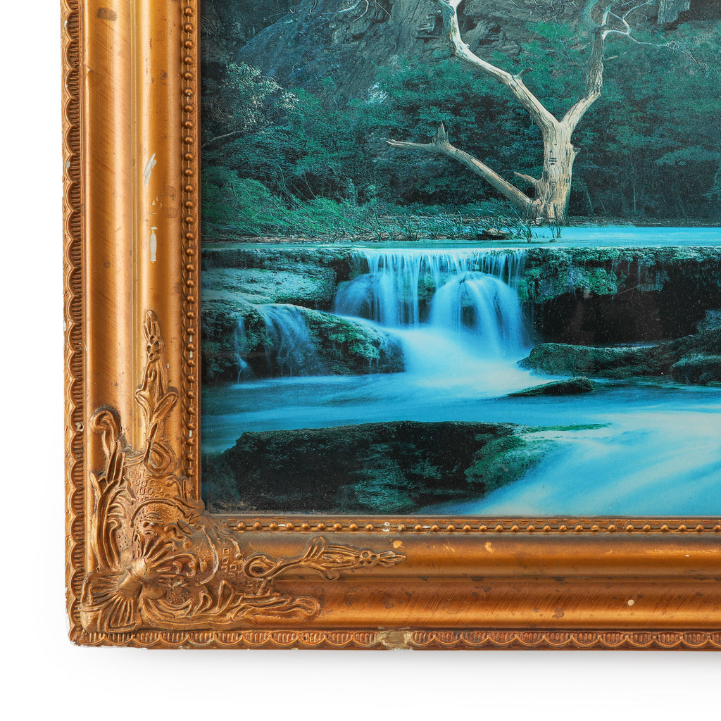 Gold Framed Panoramic Waterfall Art Print