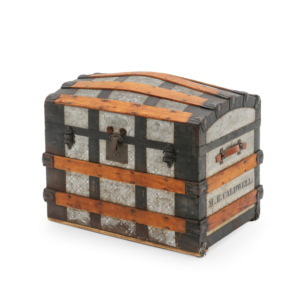 Dome Top Wood and Metal Trunk