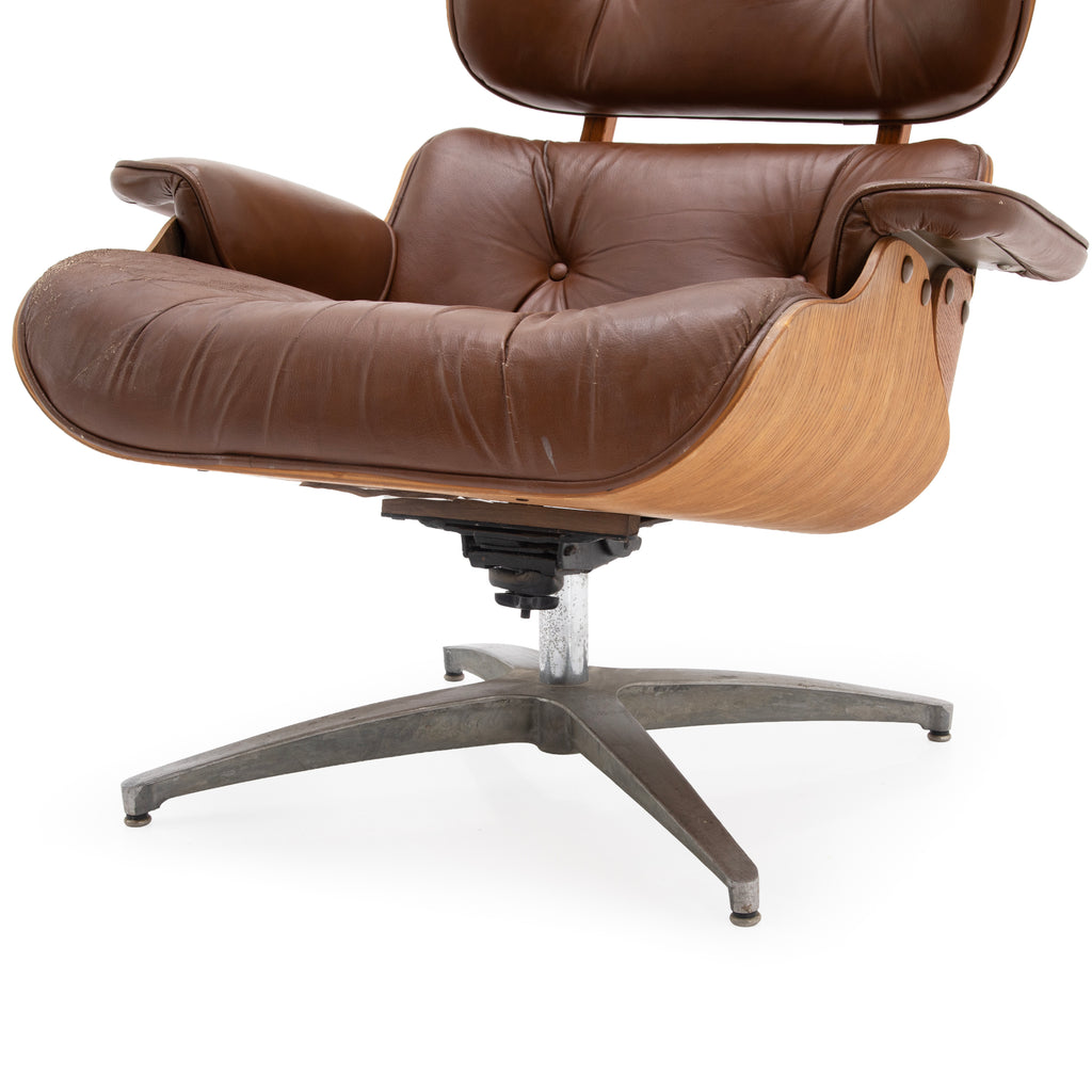 Brown Leather Eames Style Armchair