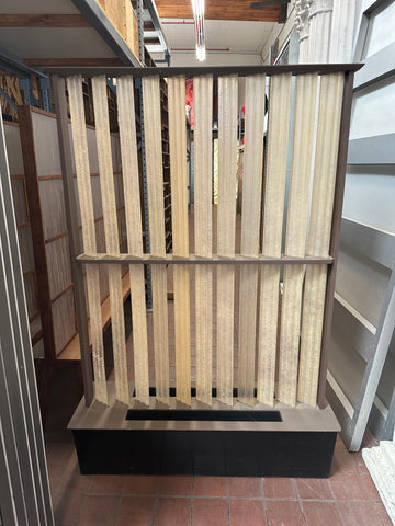Wood and Beige Fabric Room Divider