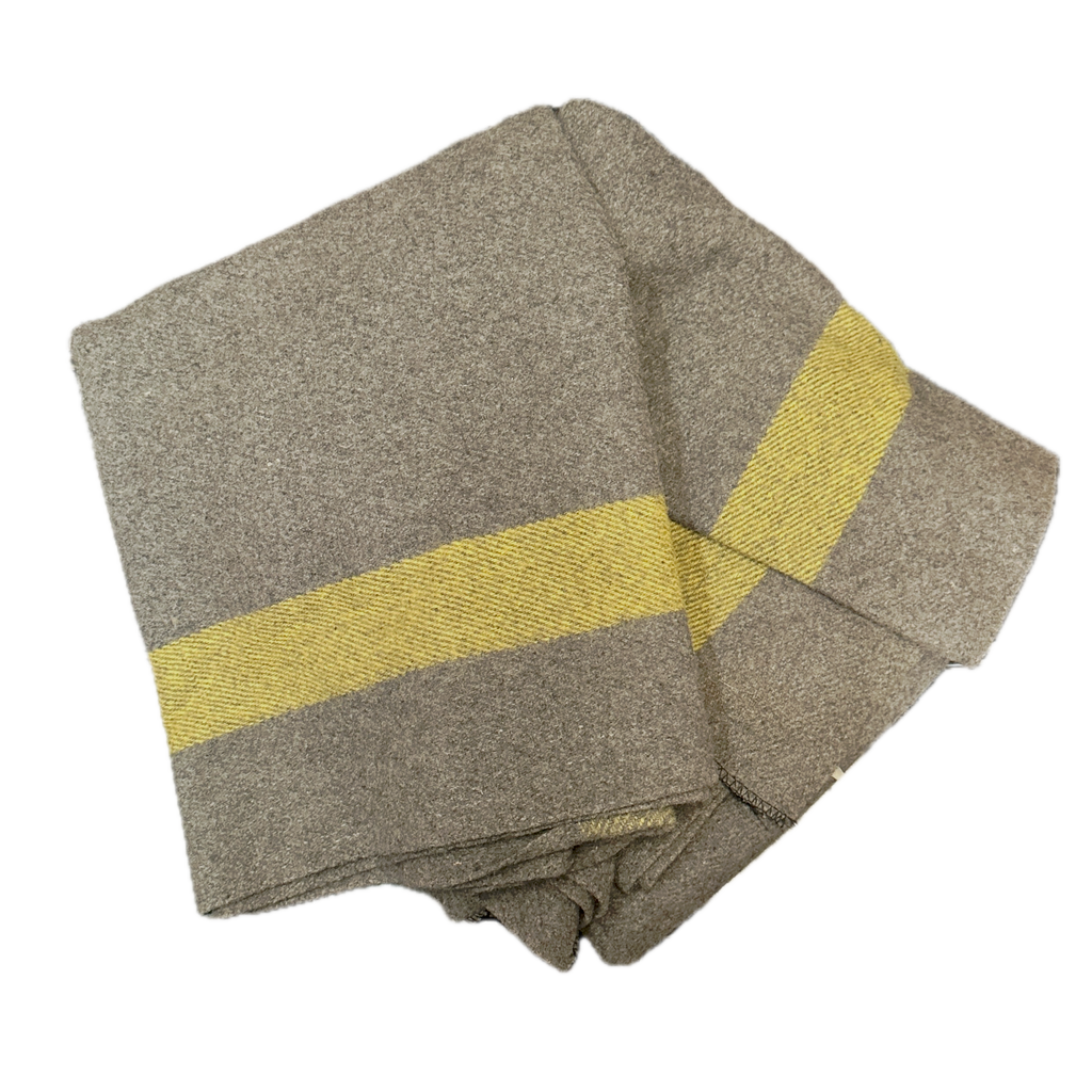 Grey Wool Blanket with Yellow Stripe