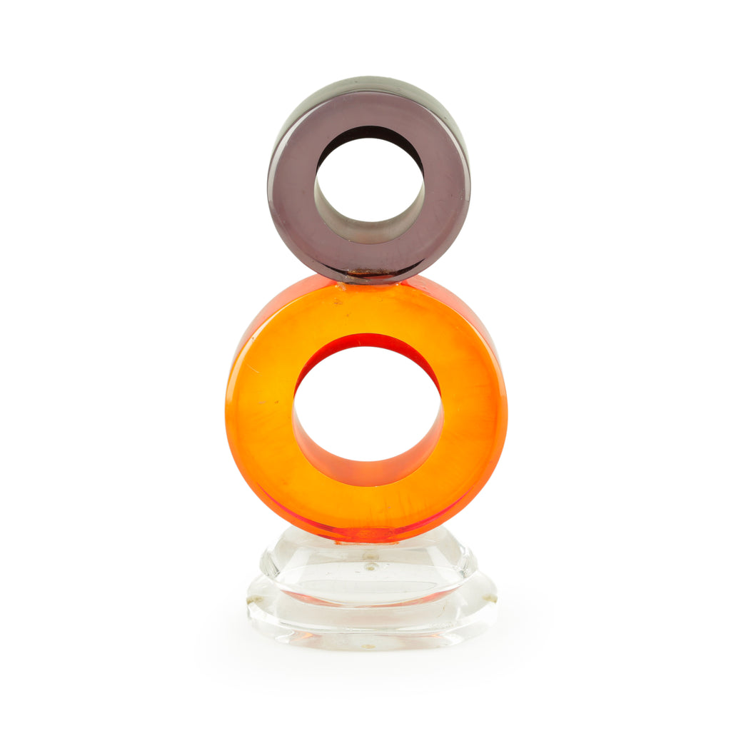 Orange & Smoky Brown Acrylic Stacked Ring Sculpture