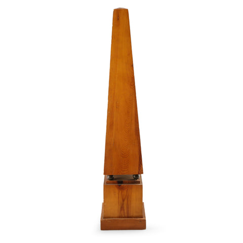 Wood Tapered Obelisk Sculpture with Sphere Accents