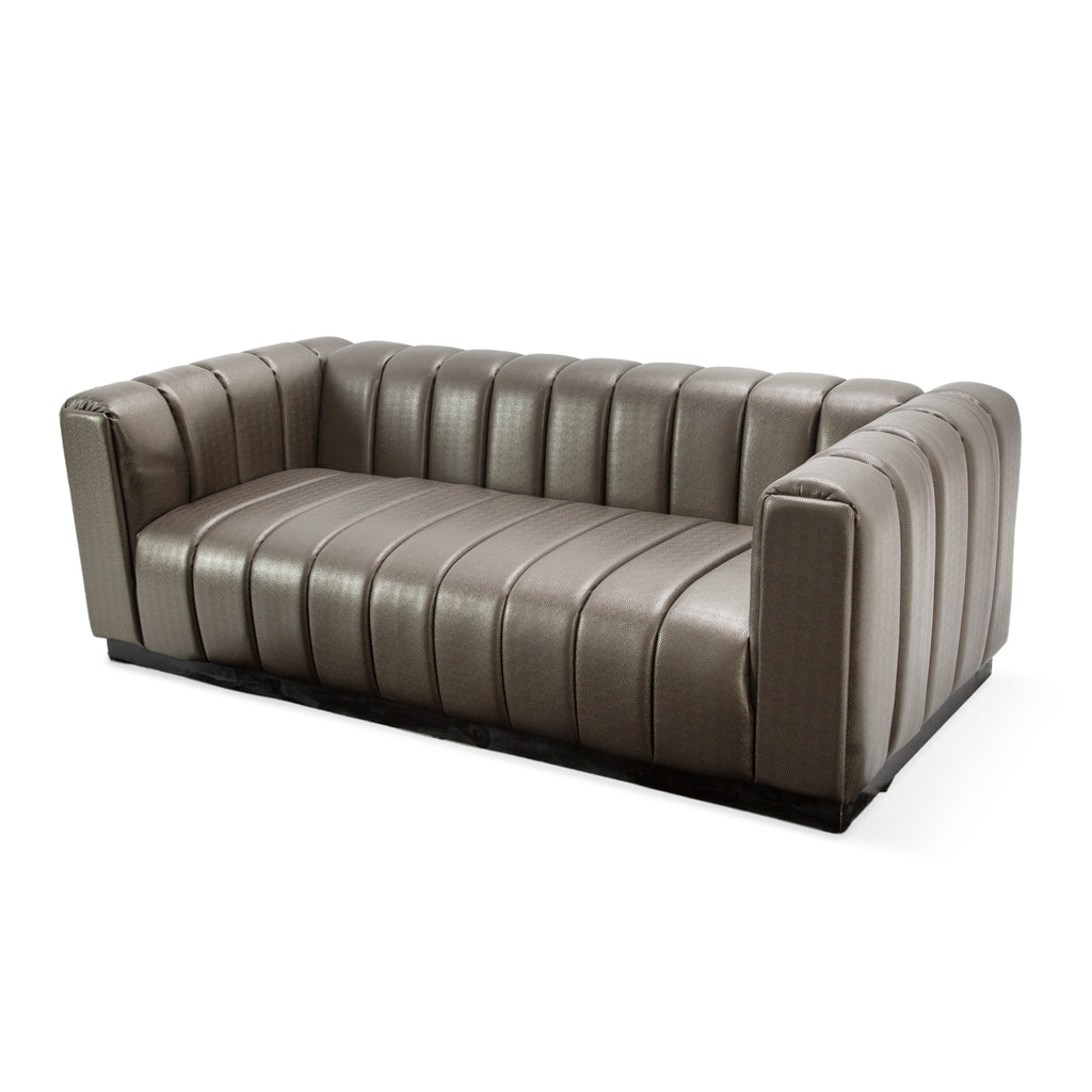 Dark Gray Channel Tufted Upholstered Sofa