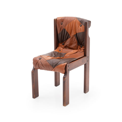 Two-Tone Patchwork Leather Tufted Armchair