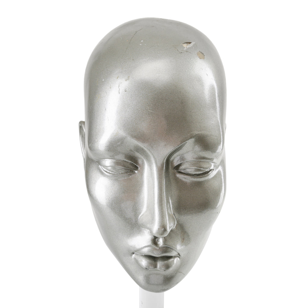 Silver Stylized Mannequin Heads on Acrylic Stands
