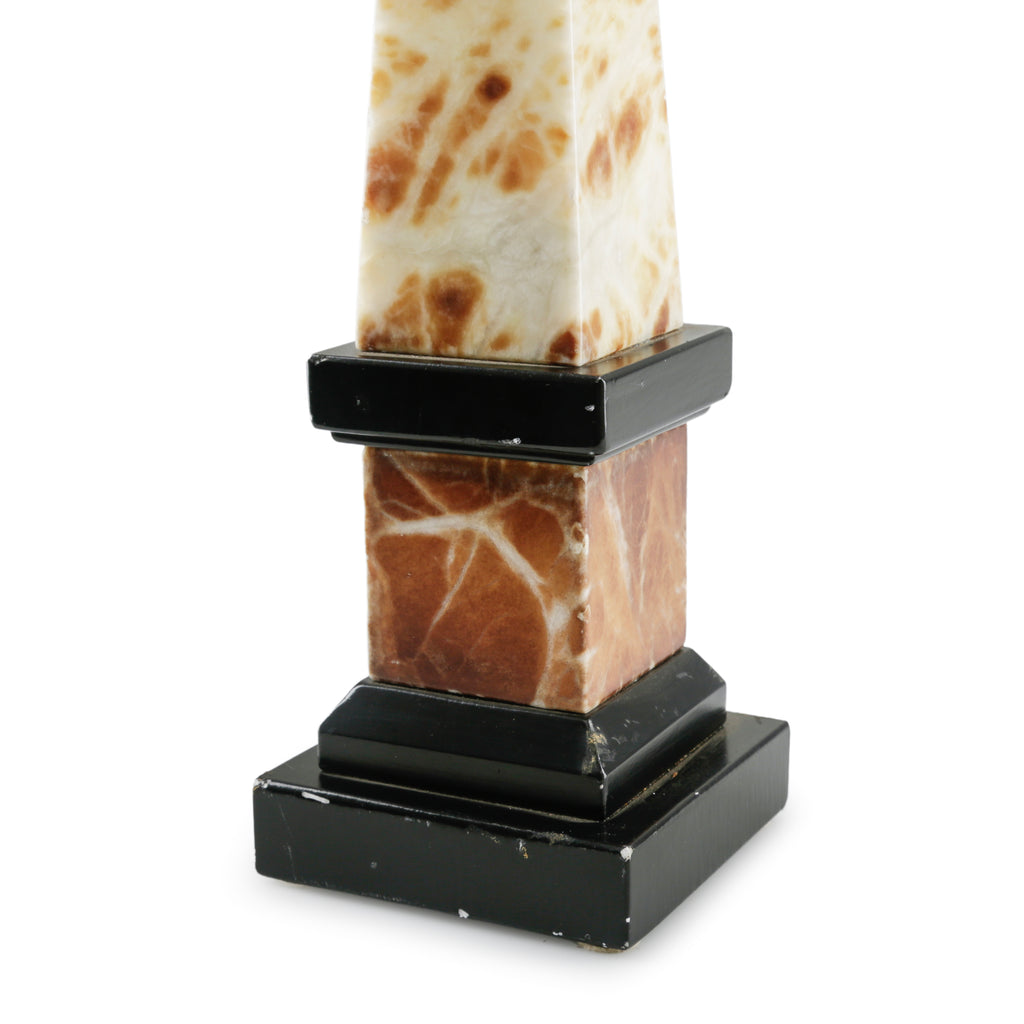 Cream and Brown Obelisk with Black Base