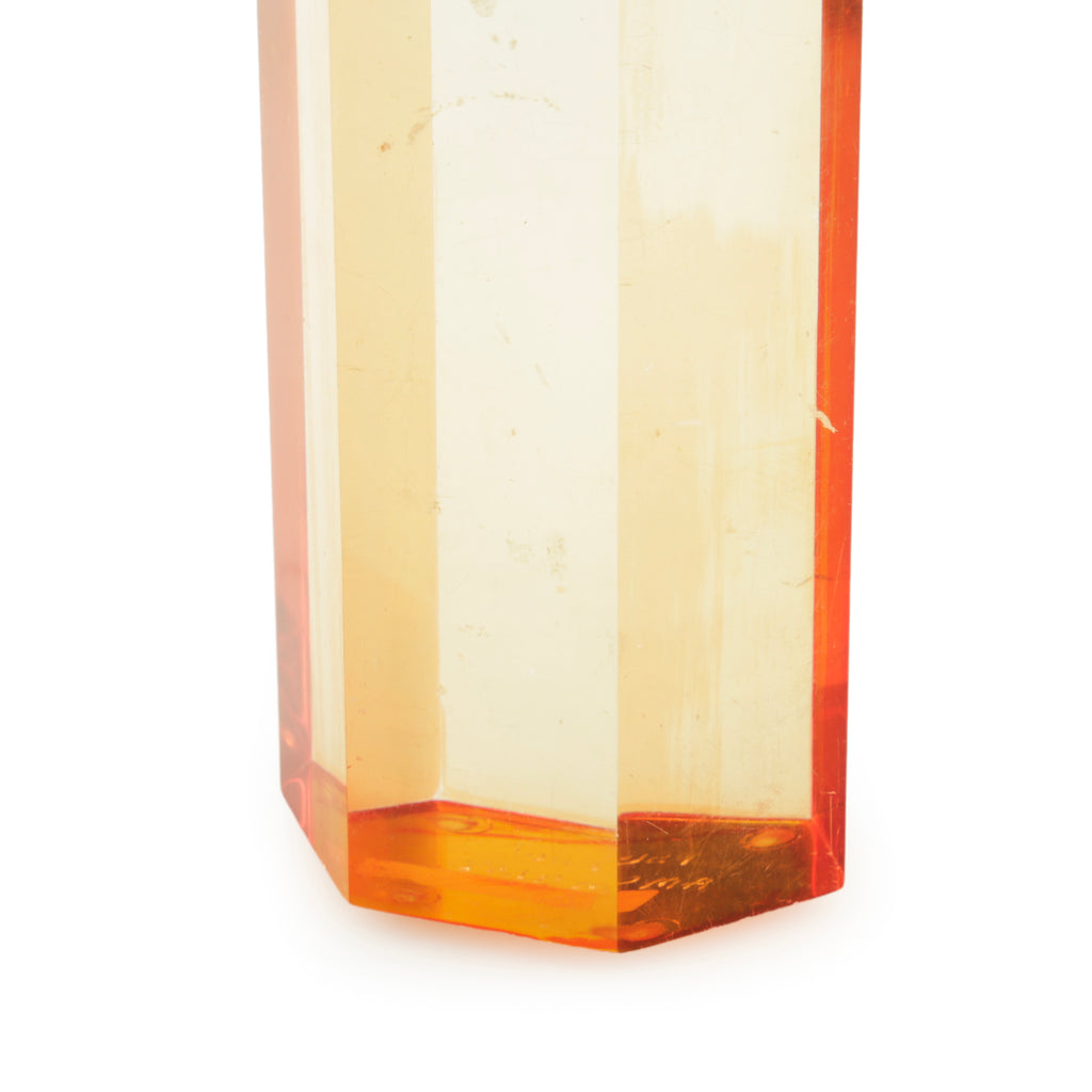 Amber Orange Hexagonal Clear Acrylic Candle Holder