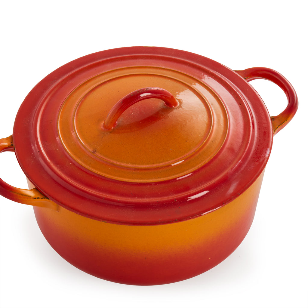 Red-Orange Pot with Lid