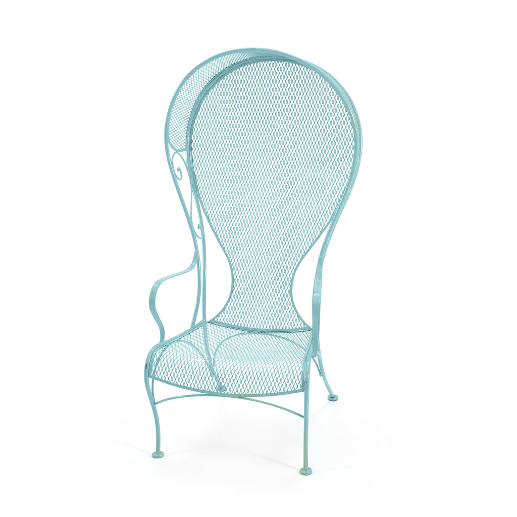 Blue Metal High-Backed Outdoor Chair