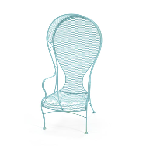 Blue Metal High-Backed Outdoor Chair