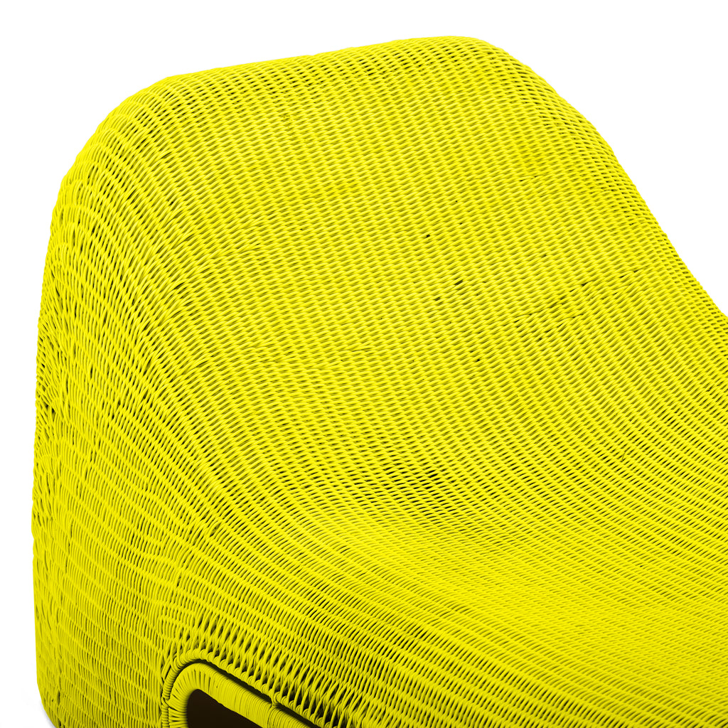 Yellow Huge Rattan Outdoor Chaise Lounge