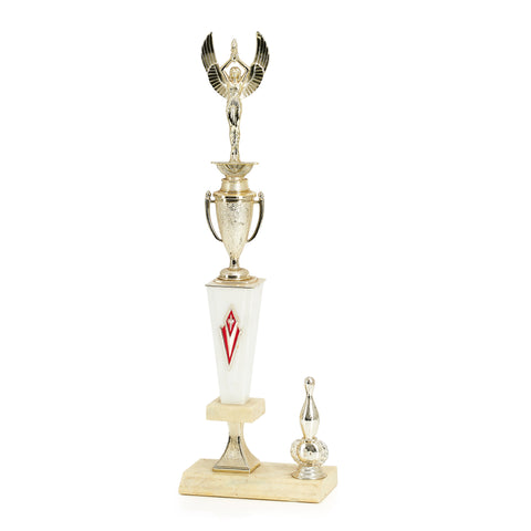 Gold & White Marble Bowling Trophy