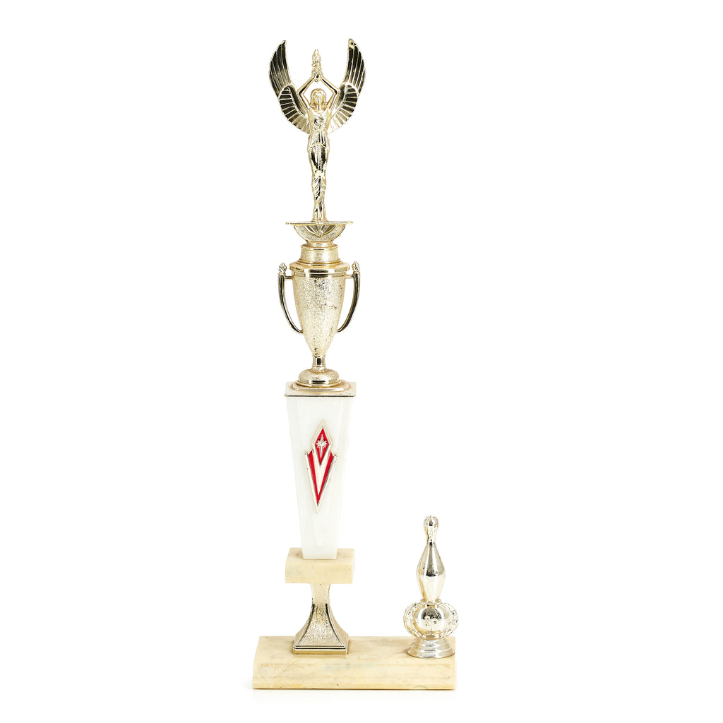 Gold & White Marble Bowling Trophy