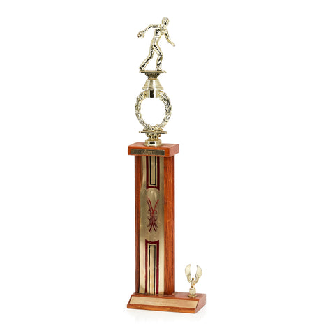 Wood & Gold Bowling Trophy