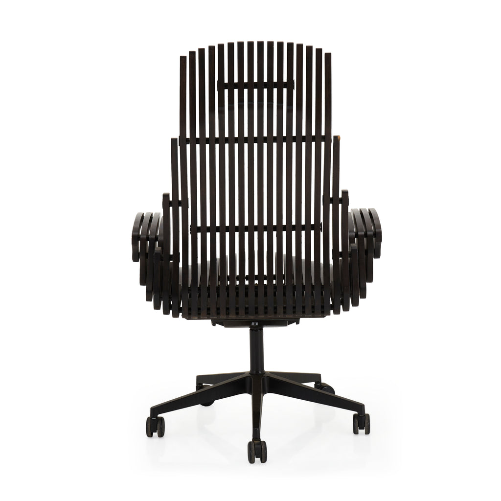 Black Slatted Wood Office Chair